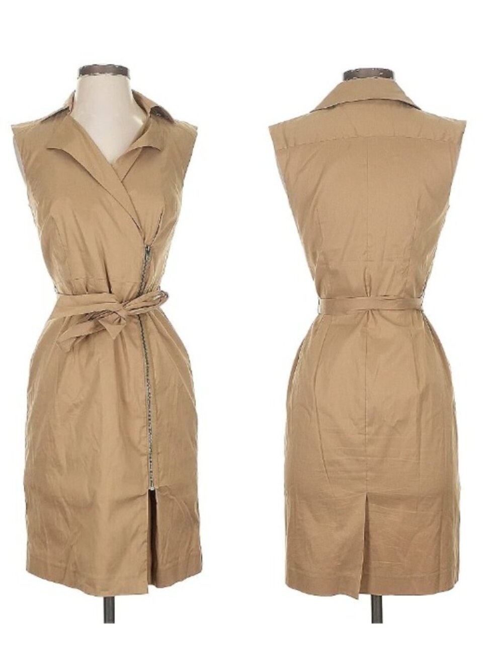(NWOT) Ann Taylor Tan Sleeveless Trench Wrap Dress